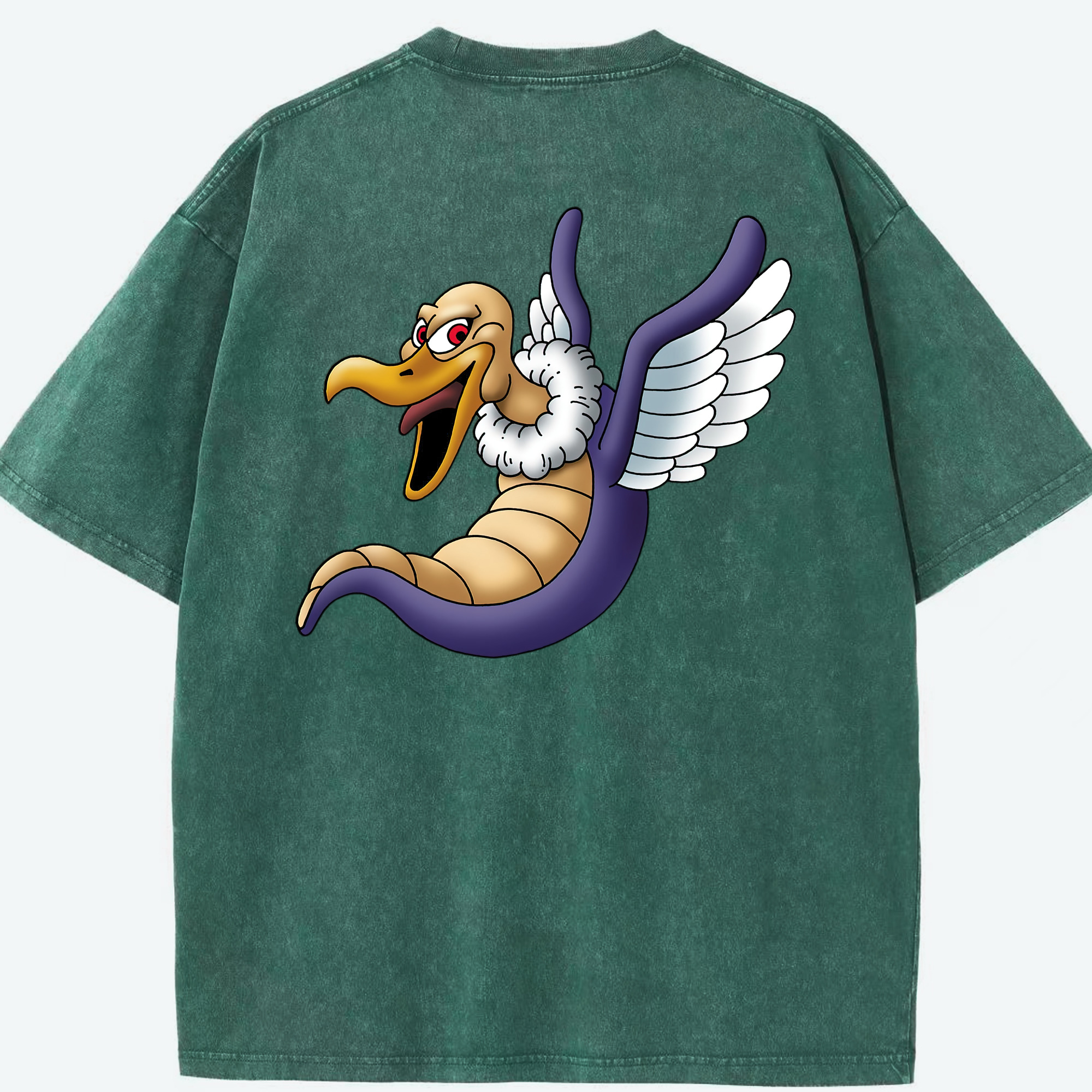 （画像用） ドラゴンクエスト Doragon Kuesuto Dragon Quest 綿100% ヴィンテージ風 半袖Tシャツ（背面プリント）